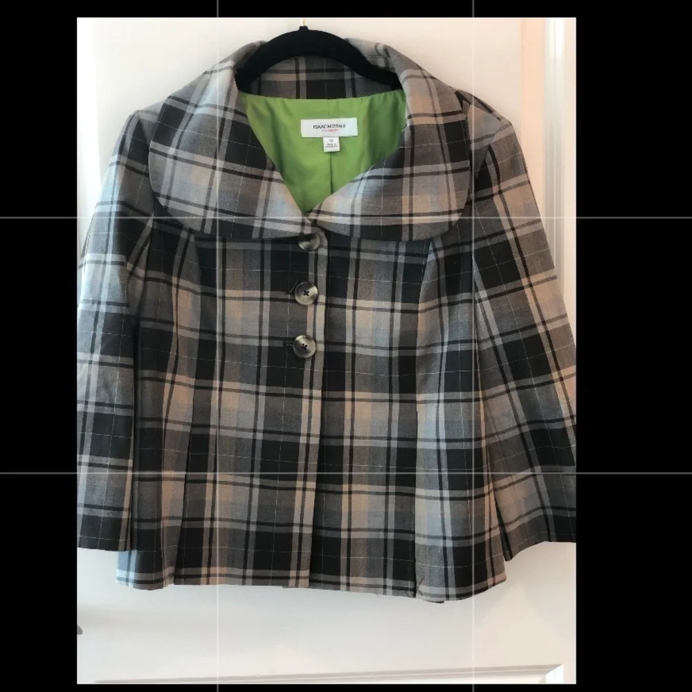 Isaac Mizrahi For Target Plaid Pleated Blazer Jacket